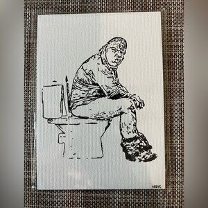 Biggie Notorious B.I.G fan art Black and White pen on paper Original 5x7 humor